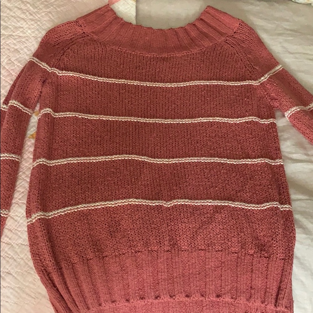 Stripped Billabong off the shoulder sweater